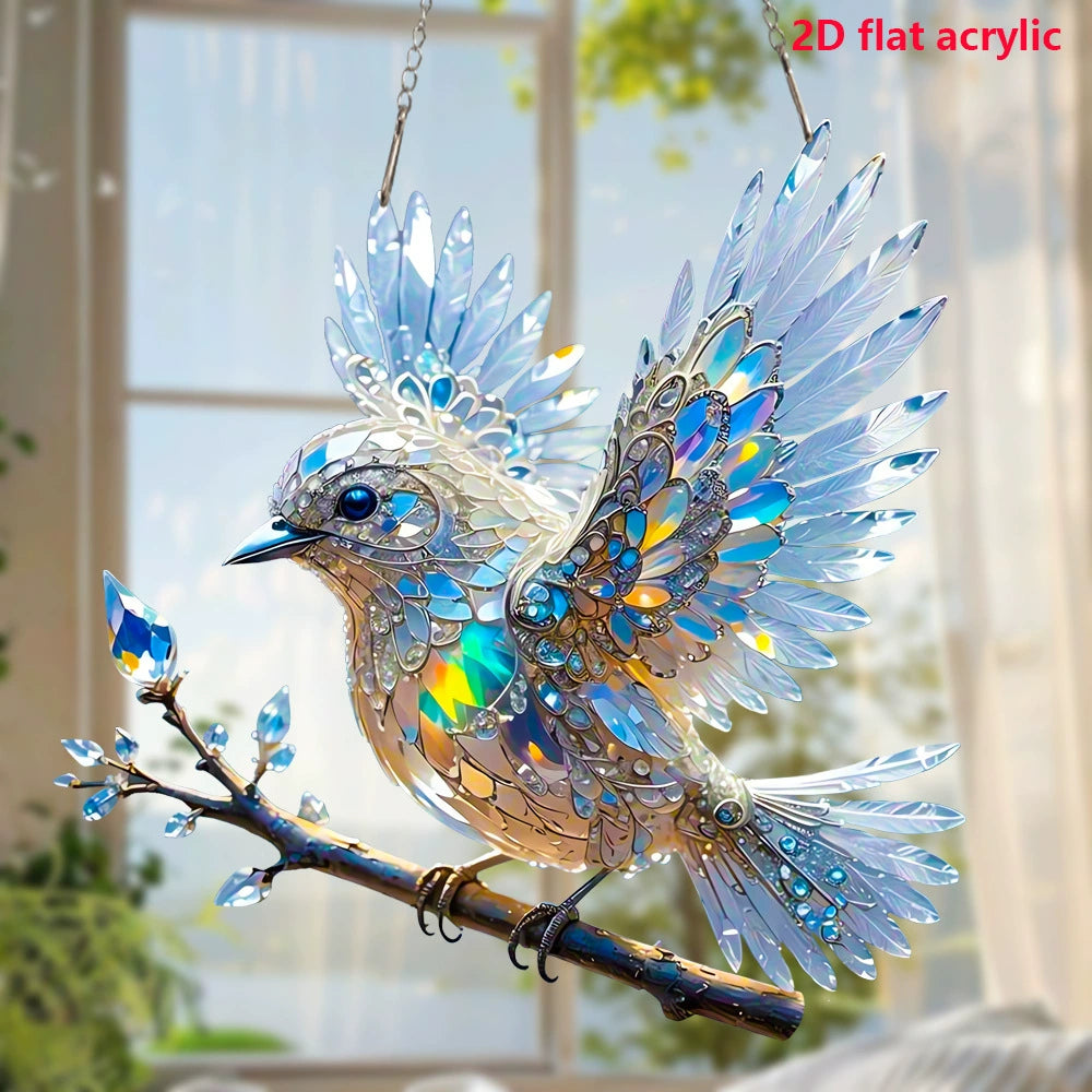 跨境热销漂亮的小鸟亚克力客厅庭院挂件节日场景装饰挂件礼物