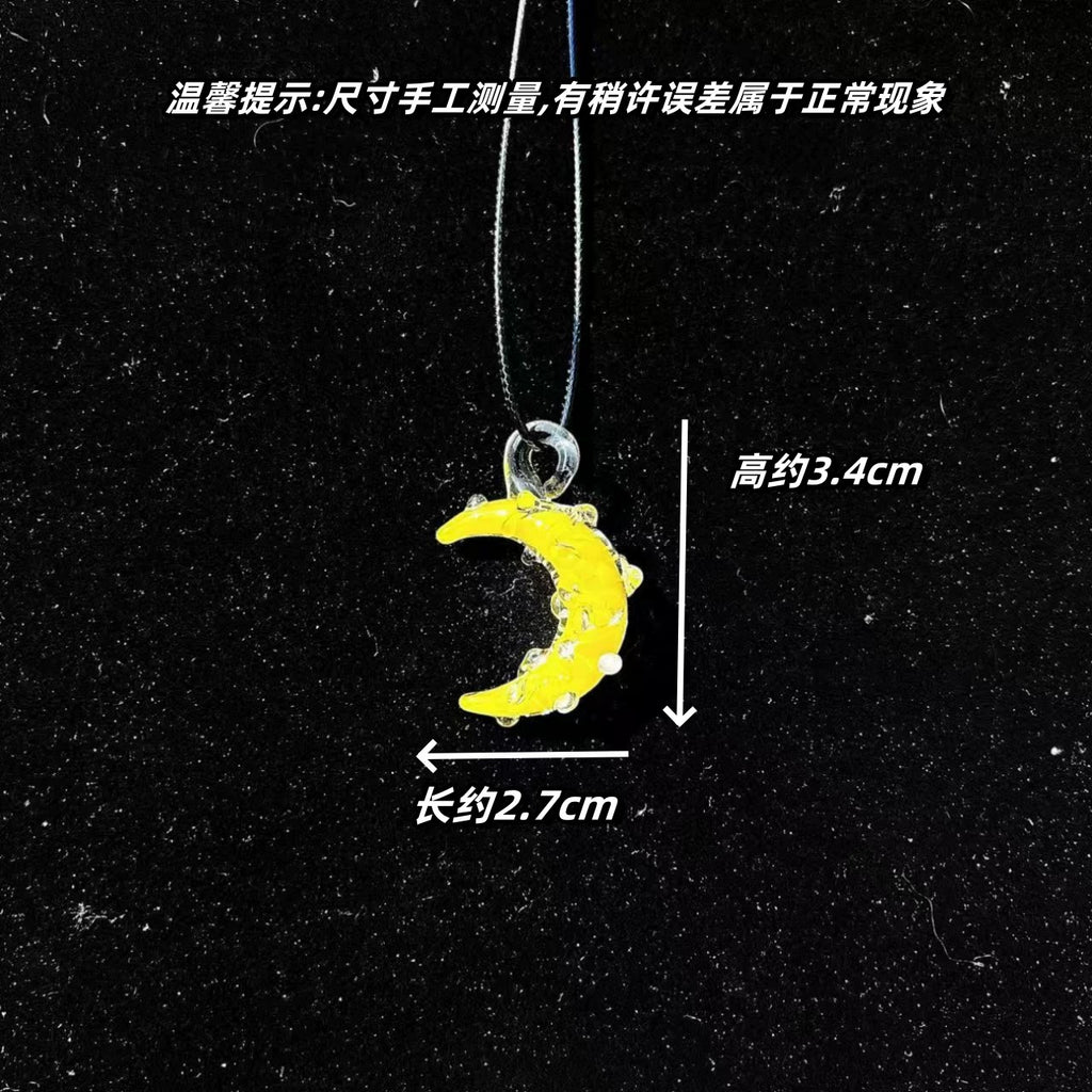 创意手工琉璃月亮吊坠个性时尚首饰装饰品DIY配件礼物高级感轻奢