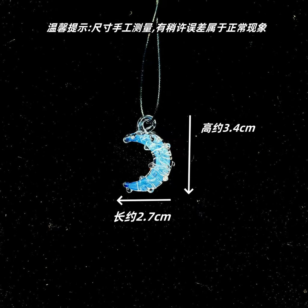 创意手工琉璃月亮吊坠个性时尚首饰装饰品DIY配件礼物高级感轻奢